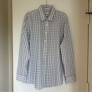MIZZEN+MAIN Performance Fabric Dress Shirt | Blue Windowpane | XL Trim